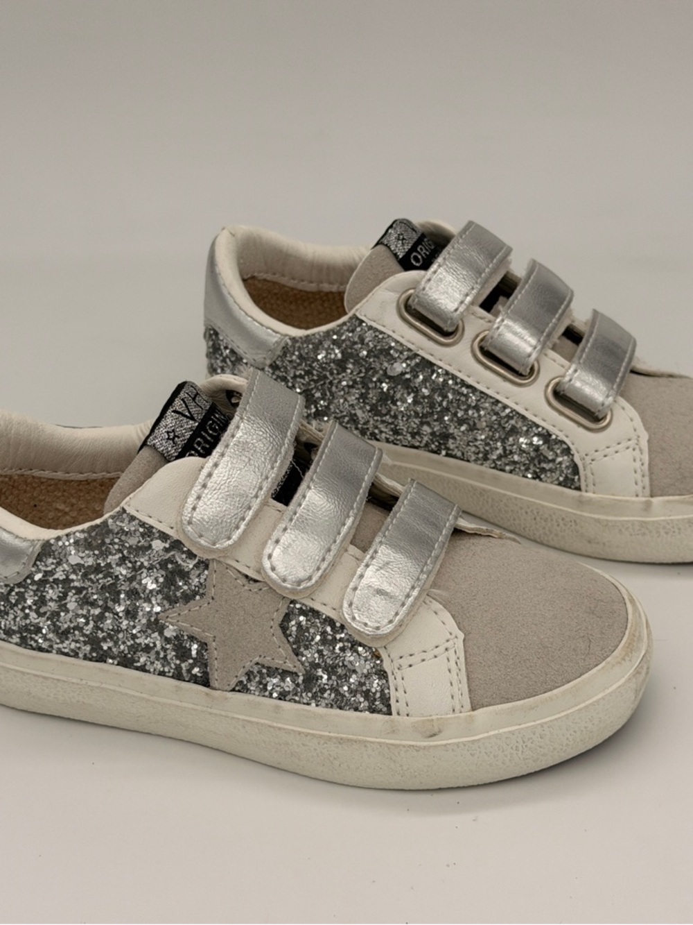 Vintage Havana Kids Silver Glitter Star Velcro Sneakers